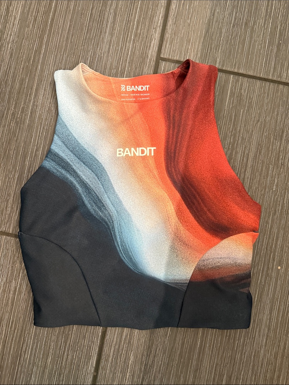 BANDIT race crop Multicolor Wave-Print Crop Tank in Red and Black